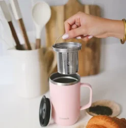 Thés Glacés|Autour Du Thé|Compagnie & Co Mug Tisanière isotherme 470 ml - Rose Pastel
